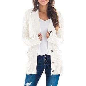 MEROKEETY Women's 2024 Fall Long Sleeve Cable Knit Sweater Open Front Cardigan Button Loose Outerwear Shoppingaddict Tiktokshopvalentinesday