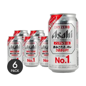 ASAHI Dry Zero Non-Alcoholic Beer Alternative 350ml Cans - 6 Pack, Zero Sugar, Zero Calories, Refreshing Carbonated Drink