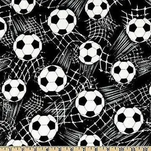 Timeless Treasures Sports Soccer Balls Black Fabric