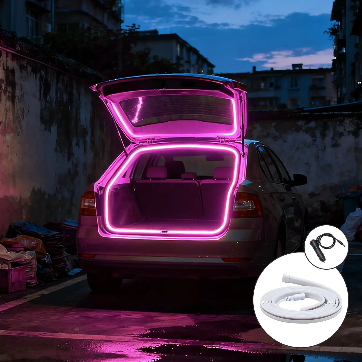Car Trunk Dynamic Flowing Light Strip Always on/Scanning Lamp Automatic On/Off Trunk Lighting Hidden Installation Interior Led Vehicle LED Ambient Light Led Lights For Car 2/4m Automotive Ambient Lighting