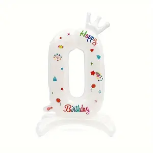 32 Inch Large Number Aluminum Foil Balloon, Birthday Party Decoration Photo Prop Sticker, Perfect for Milestone Celebrations