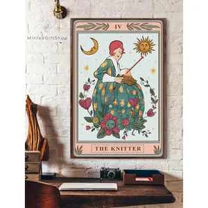 The Knitter Tarot Card Poster/ Tarot Knitting Poster/Knitting Art Wall Decor/ Yarn Tarot Home Decor.Waterproof Artwork, Ideal Gift for Family