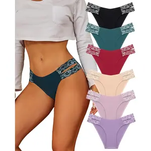 Seamless Cheeky Bikini Panties - High Cut V-Waist Lace Underwear for Women