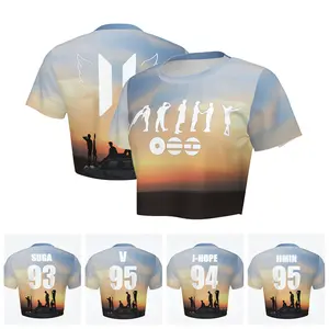 BT21 Crop Top 2026 ARIRANG ARMY Women Short Sleeve Cropped T Shirt Cute Kpop Band Graphic Tee Casual Summer Slim Fit Belly Shirt Streetwear Korean Style Tops for Girls Fans Gift