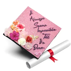 Handmade Graduation Cap Topper Gift For Her Graduation Gift Graduation Cap Decorations, It Always Seems Impossible Till It's