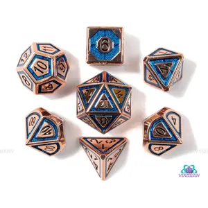 Dimensional Gate | Copper & Blue Metal Dice Set (7) | Dungeons and Dragons (DnD) | Tabletop RPG Gaming