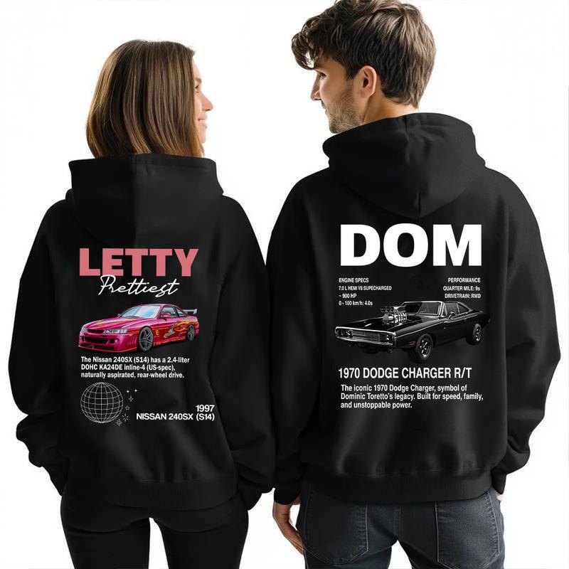 2 sided Letty and Dom Car Lover Couple Matching T-Shirt, Sweatshirt, Hoodie, Husband Wife Gift, His and Her Matching Cars Movie