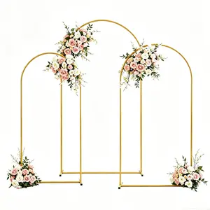 Metal Arch Backdrop Stand 7.2FT+6.6FT+6FT  Wedding Arch Backdrop Stand Set of 3 Gold Arch Backdrop Stand for Wedding Ceremony Baby Shower Birthday Graduation Father's Day Summerwins Floral Balloon Decration Deals For You restock