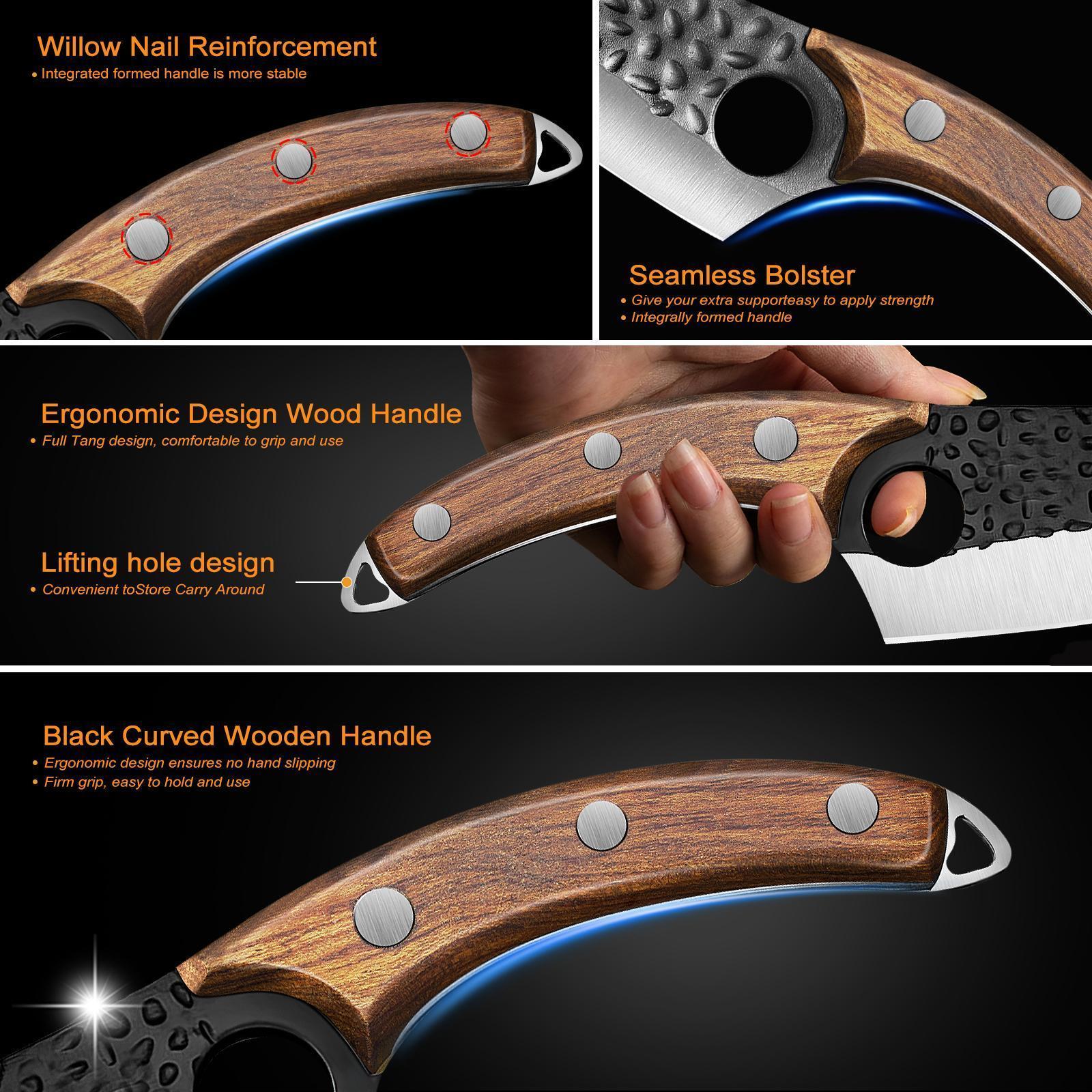 Kitchen Knife Japanese Chef Knife Boning Knife Ungradede for Meat Cutting with Sheath and Gift Box for Home, Outdoor, Camping