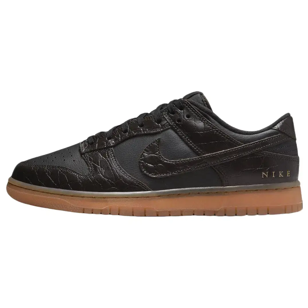 Nike Dunk Low SE 'Chocolate Croc' Men's Retro Casual Sneakers - Textured Croc Detailing, Brown & Cream Colorway, Lace-Up, Rubber Sole, All-Seasons Streetwear Sports Footwear
