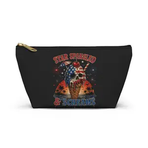 Accessory Pouch — "Star Spangled & Screams" Patriotic Skull Cosmetic Bag