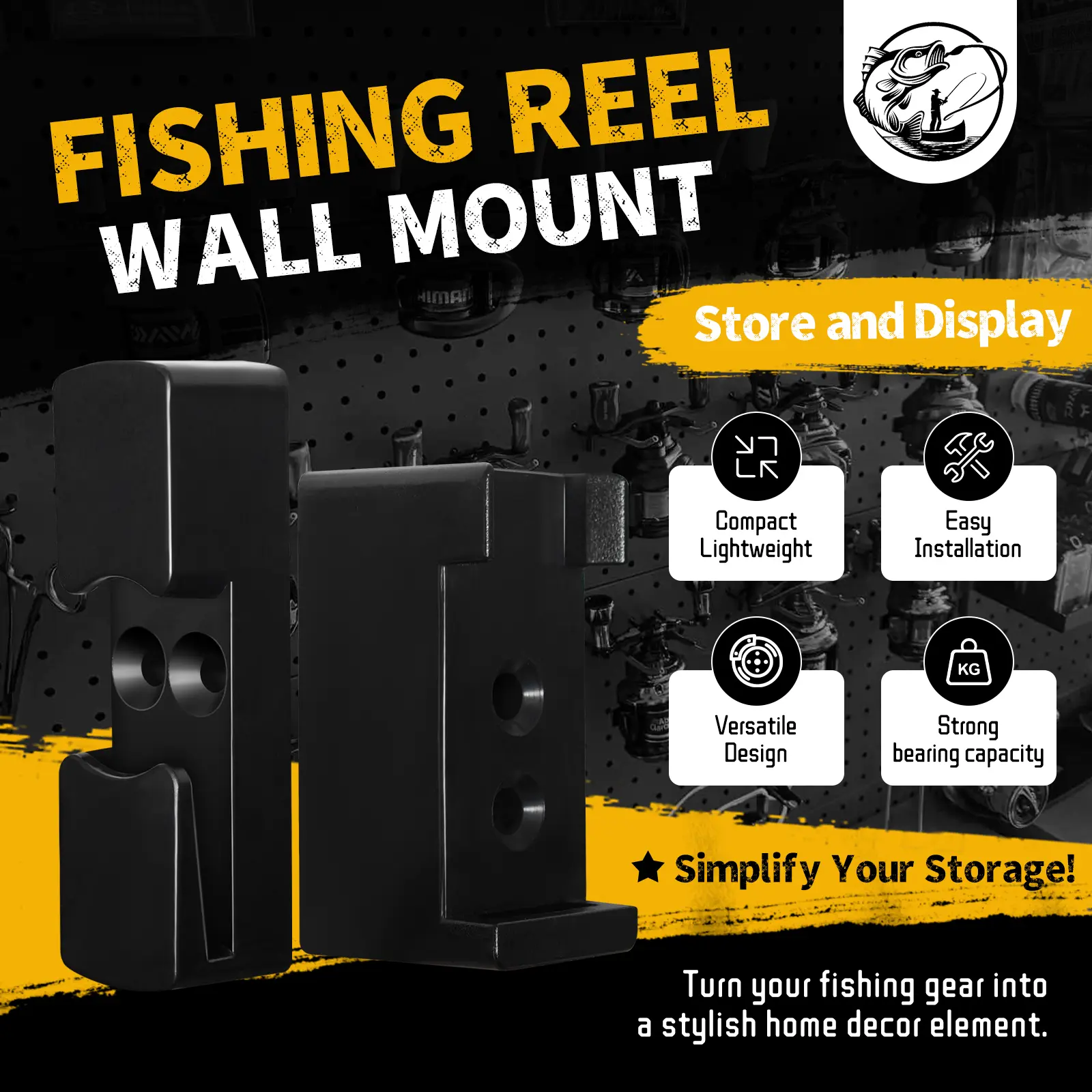 Tcakelox Spinning Fishing Reel Holder Reel Storage Wall Mount Rack for 6 Reels Compact Lightweight Easy Install Versatile Design