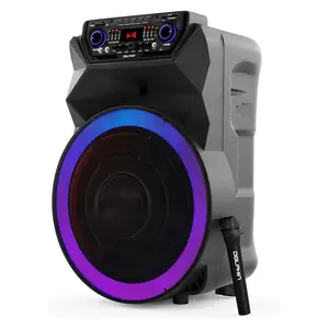 18-Inch Party Bluetooth Speaker - Portable Rechargeable with Deep Bass, Wireless Microphones, USB/SD, AUX & Guitar Inputs, 7000mAh 12V Extended Battery Life