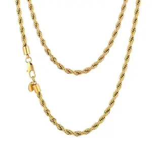 Plated Rope Chain Necklace for Women andMen,Upgraded Shine, Faceted Cut, Tarnish-Free, Goldstone necklace 6mm/8mm, 24Jewelry