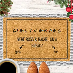 Were Ross and Rachel On A Break Funny Doormat, Funny Friends Welcome Mat, Housewarming Gift, Funny Doormat, Outdoor Rug, Discount