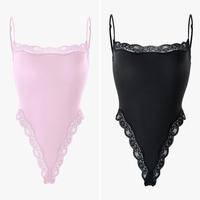 2pcs Bodysuit(Black/Pink)