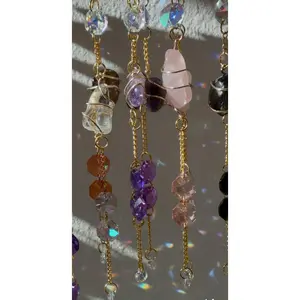 Crystal Mini Sun Catcher with Colorful Beads and Simple Design