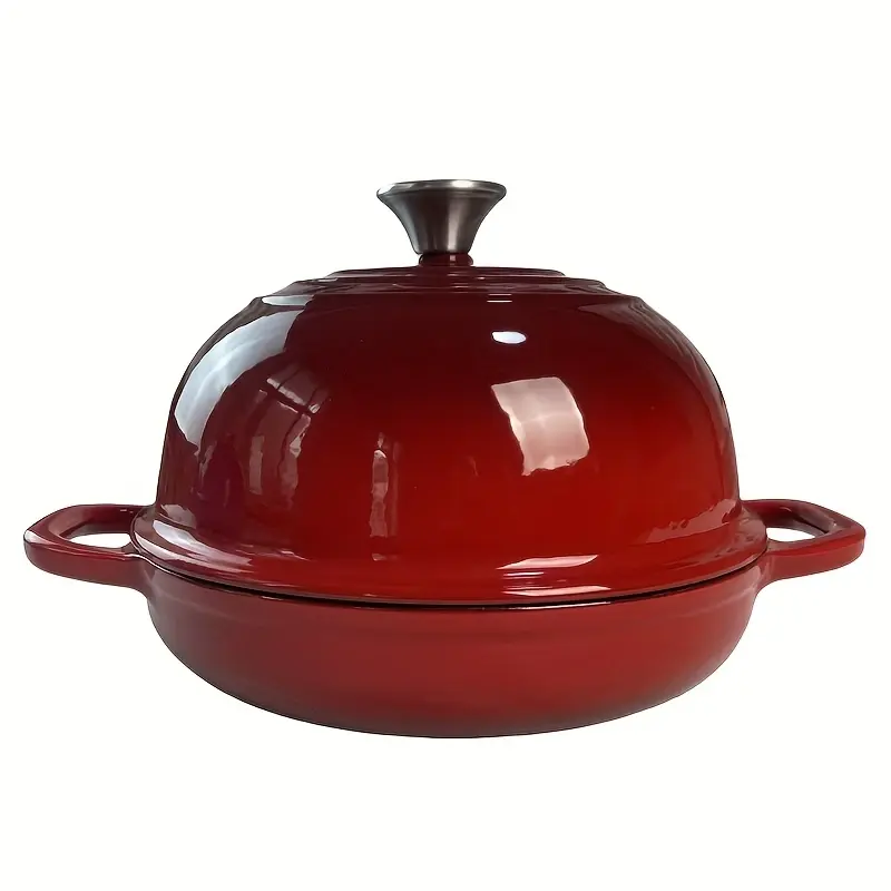 Enamel Cast Iron Bread Oven with Dome Lid - 9.4-in 5.5-qt Nonstick Oven-Safe Bread & Loaf Tin, Sourdough Style for Home Cooking