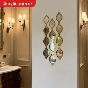 12Pcs Bohemian Teardrop Acrylic Wall Mirror Set, Art Decorative Wall Mirrors for Bathroom Bedroom Living Room Hallway, Home Decoration & Gift