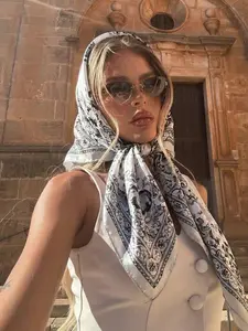 Boho Style Paisley Square Scarf, Paisley Print Scarf, Unisex All-Season Sun Protection Windproof Headscarf, Daily Fashion Accessory