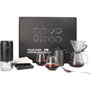 Coffee Pour Over Kit Hand Drip with Kettle, Electric , Camping Travel Coffee Kit Ideal for Anniversary Birthday