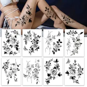 Temporary tattoos for women sexy thigh chest shoulder stomach Large flower huge fake tattoos,Exquisite and aesthetic,Designed By Real Tattoo Artists| tattoo rose 8 sheets