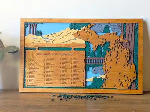 Michigan State Park Map, State Parks Marker, US Travel Map, Michigan park map, Michigan gifts, retirement gift, Michigan gifts for men