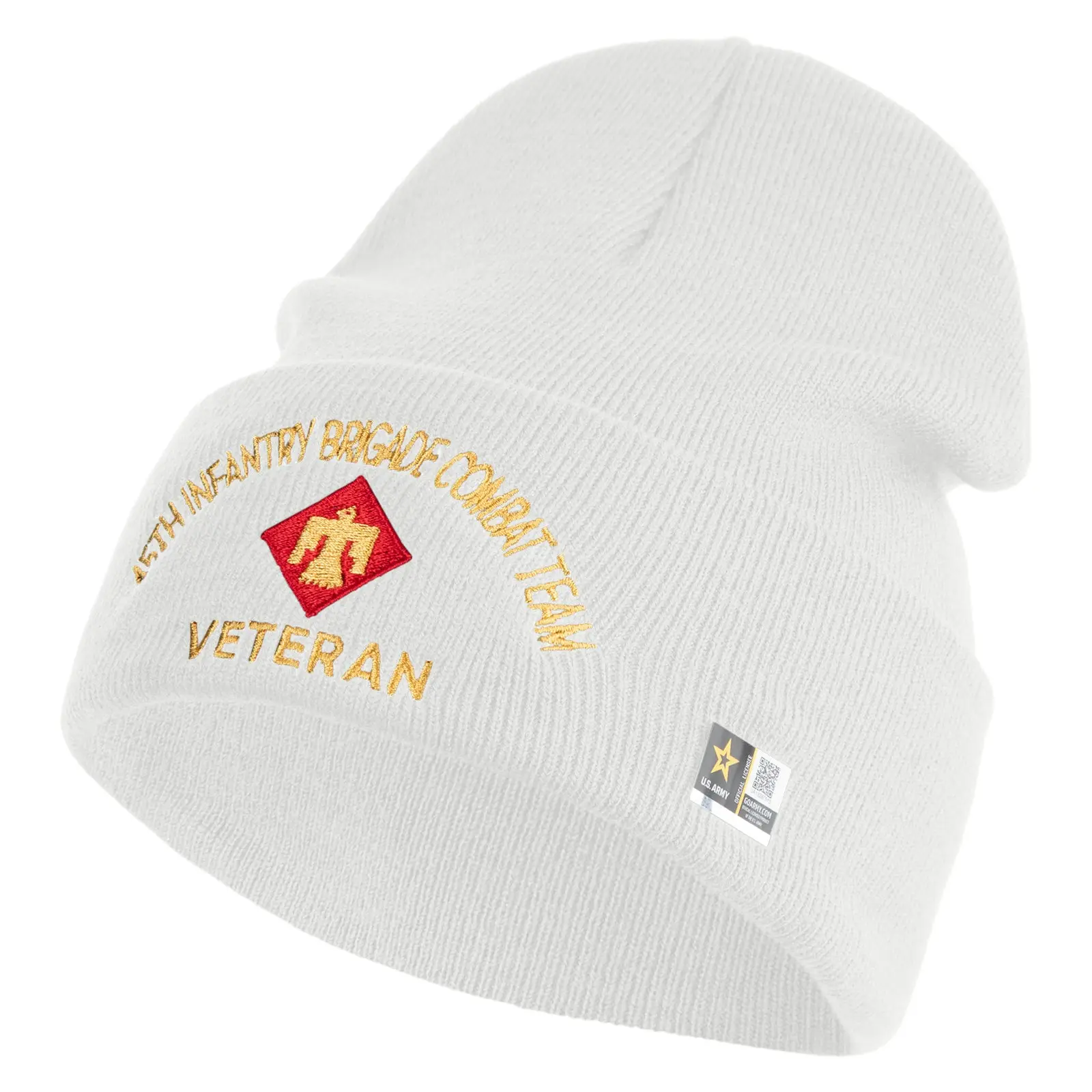 US Army 45th Infantry Brigade Combat Logo Embroidered 12 Inch Cuff Beanie