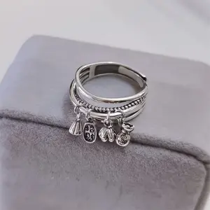 [Elegant Coin Ring] Classic Elegant Women's Ring - Coin, Lotus, Tassel Pendants - Daily Wear and Gifting Accessory