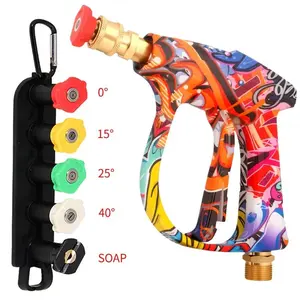 4350PSI High-Pressure Water Spray Gun, Graffiti Design, 1L Foam Cannon Combo, 1/4" Quick Nozzle Set with Rubber Base