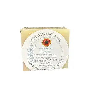 Good Day Soap Co. Cucumber Cleanse Tallow Bar Soap - 3.4 oz, Net Weight, Facial Soap for Skin Care - Skincare