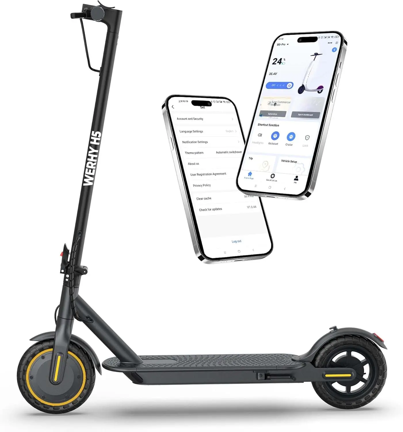 WERHY Electric Scooter, 500/350W Powerful Motor, 22/19 MPH Max Speed, 28-15 Miles Range, Lightweight Foldable Kick Scooter with Dual Braking Systems, Smart APP