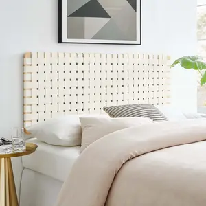 Modway Sparta Weave Full Vegan Leather Headboard in Natural Beige