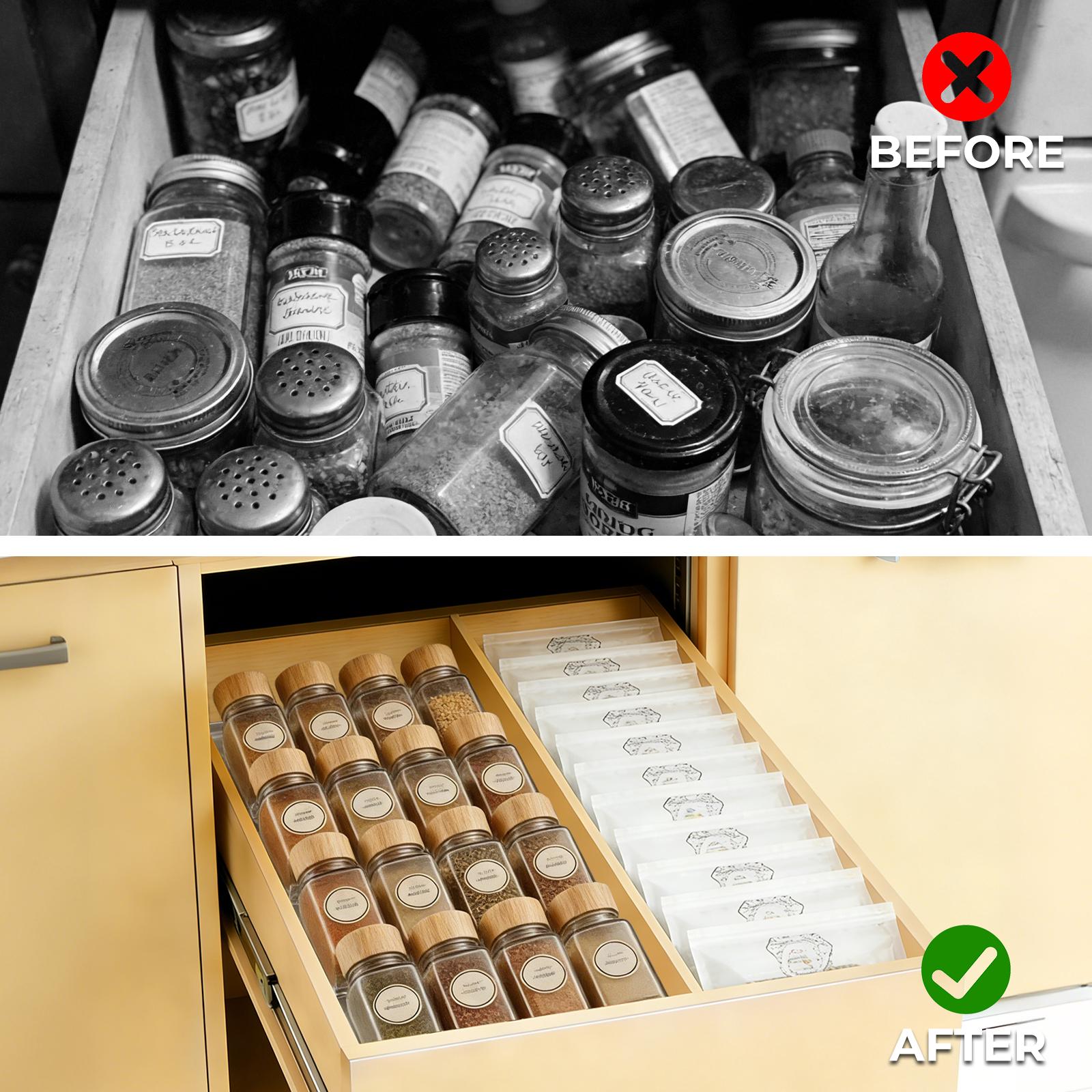 4/8 Pcs Clear Acrylic Spice Drawer Organizer, Modern Kitchen Storage Solution for Seasonings, Durable Expandable Rack for Drawer & Cabinet Use