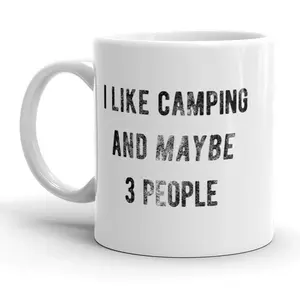 I Like Camping and Maybe 3 People Mug Funny Outdoor Adventure Coffee Cup - 11oz Funny Coffee Mugs Ceramic Printed Drinkware Cup