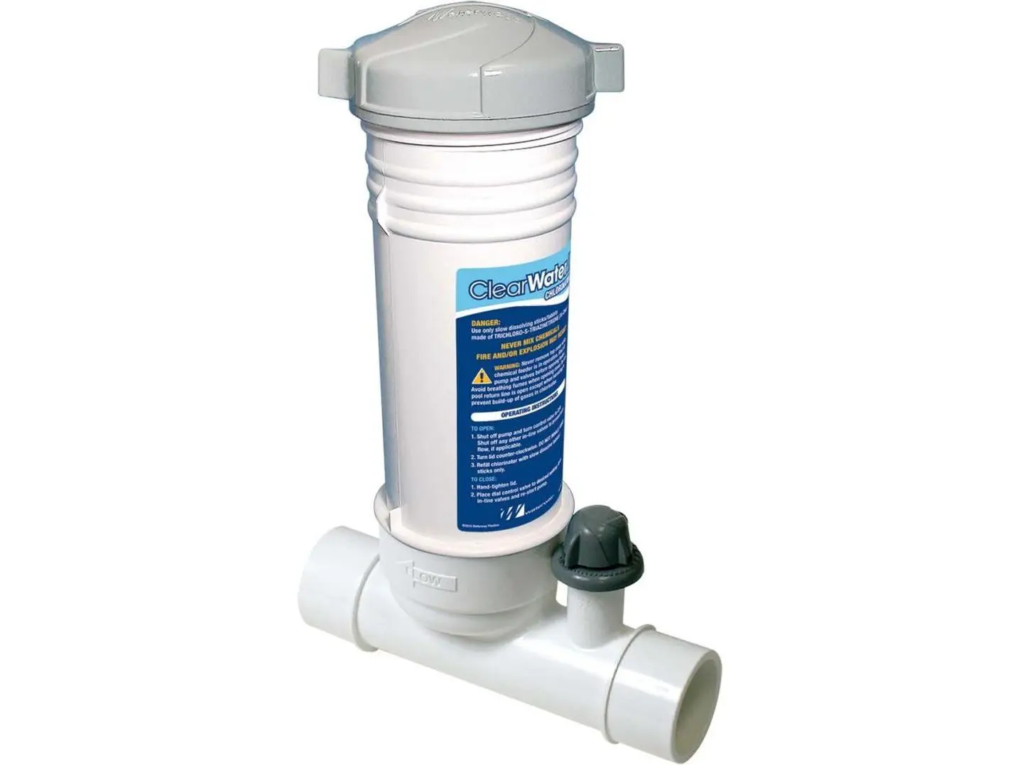 In-Line Automatic Chlorinator for Chlorine or Bromine Tablets, White