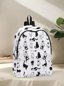 Cat Print Backpack, Fun Design, Fashionable Look, Spacious Storage, Ideal for School, Business Trips, Travel, All Seasons Use