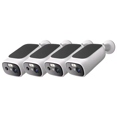 4-Pack Mini Portable Solar Powered Weatherproof Surveillance Cameras - 5G Wi-Fi, Bluetooth, Motion Sensor, AI Detection, Color Night Vision, SD/Cloud Storage, 2-Way Audio, 9600mAh, HD Resolution, Alexa/Google Home Compatible for Burglary Protection