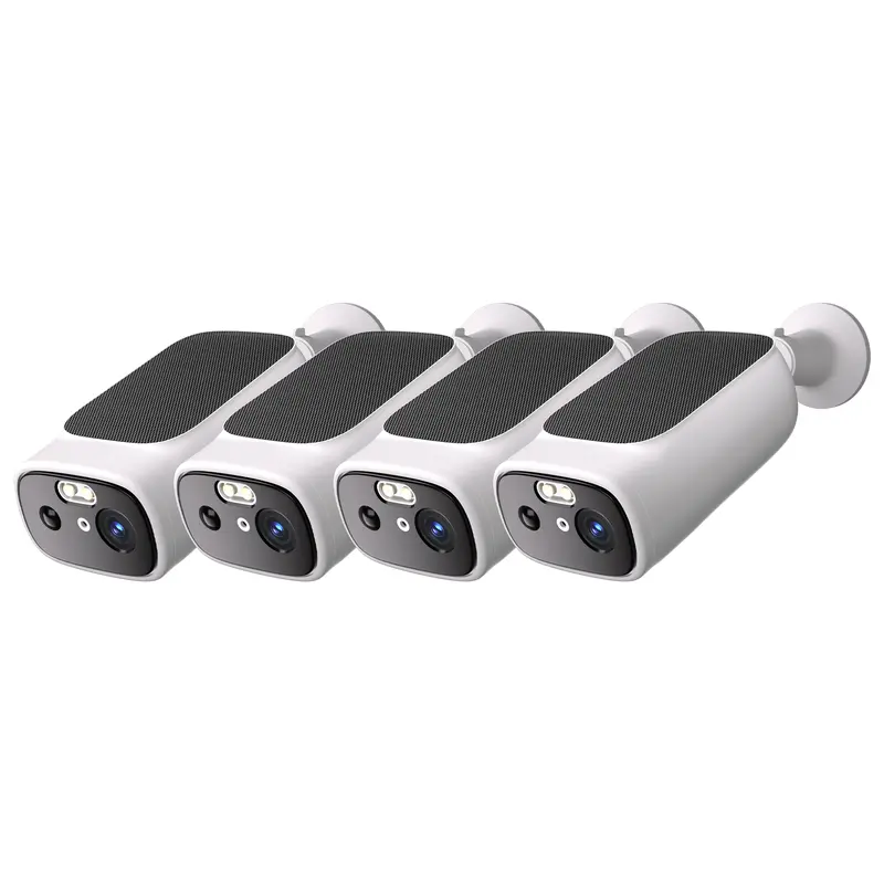 4-Pack Mini Portable Solar Powered Weatherproof Surveillance Cameras - 5G Wi-Fi, Bluetooth, Motion Sensor, AI Detection, Color Night Vision, SD/Cloud Storage, 2-Way Audio, 9600mAh, HD Resolution, Alexa/Google Home Compatible for Burglary Protection