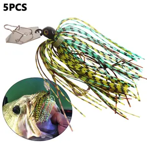 5 vibrating buzzing baits, 11g/0.388oz, suitable for bass skirt clamps, used for boat fishing, Fishing Lure Set, freshwater fishing accessories