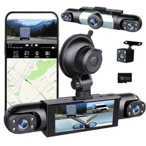 4-Lens Dash Cam, 1080p HD Dash Cam (includes 64GB memory card), In-Car Surveillance System with Night Vision, 24-Hour Parking Mode Dash Cam, In-Car Dash Cam, In-Car Camera, HD Dash Cam, Rotatable Dash Cam