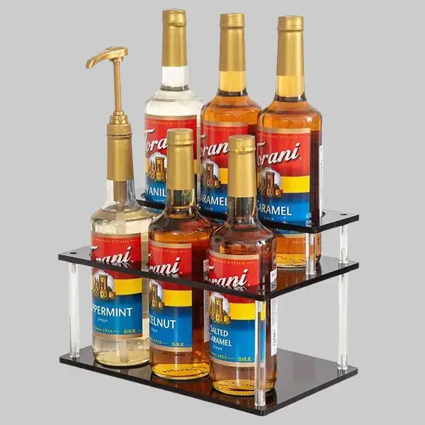 Corrosion-Resistant 2-Layer Acrylic Coffee Syrup Organizer Rack, Adjustable 6-Bottle Circle Storage Display Shelf for Coffee Bar Owners, Organizing Kitchen Countertops - Easy Access to Syrup Bottles, Holds Condiments, Olive Oil
