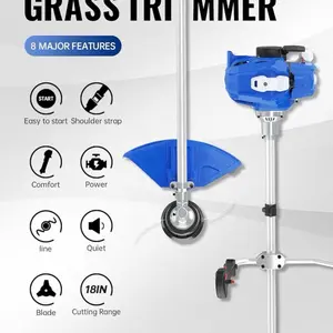 52cc Weed Wacker Gas Powered 3 in 1 String Trimmer Edger 18'' with 10'' Brush Cutter Rubber Handle & Shoulder Strap Included Easy Start Comfortable Ergonomic Design