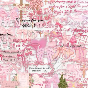 50 Bow Bible Cute Stickers, Cartoon Girl Designs for Phones, Cellphone & Notebooks, DIY Wall Decals, Luggage Decorations, Fun Scrapbooking Supplies