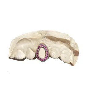 Magenta Sapphire Open Face Grillz (14K, White Gold)