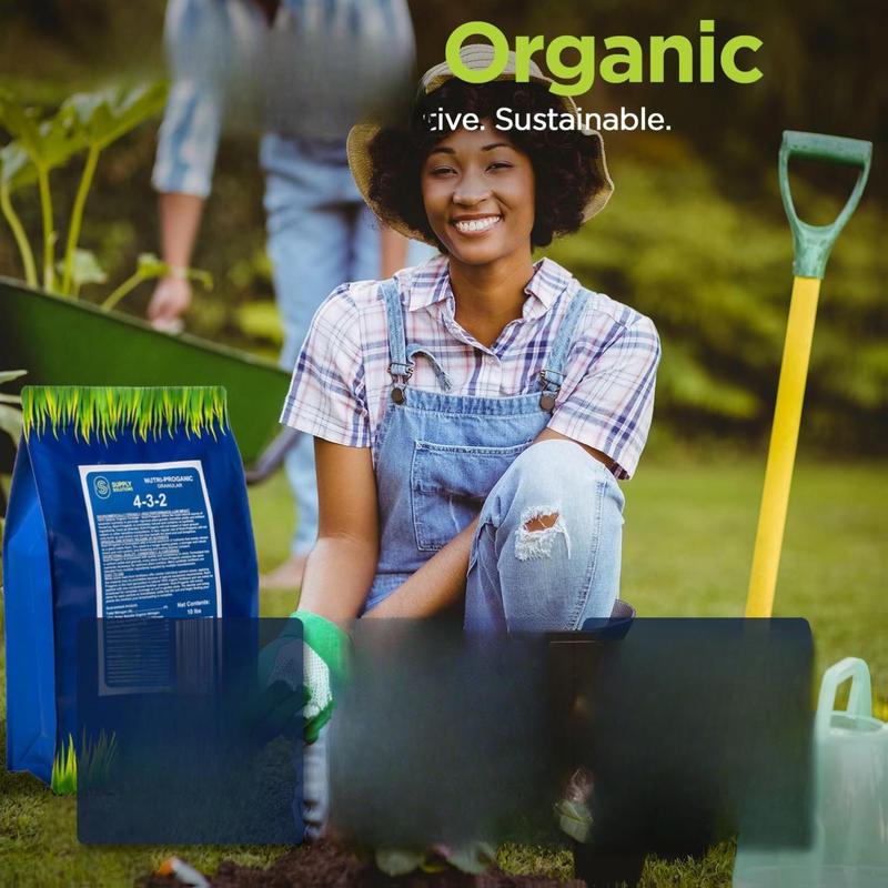 Supply Solutions 4-3-2 Nutri-Proganic Granular Fertilizer 10 Pounds - Slow Release Formula for Vegetable Garden Fruit Trees & House Plants - All Purpose Chicken Manure Fertilizer for Indoor Outdoor Food Crops