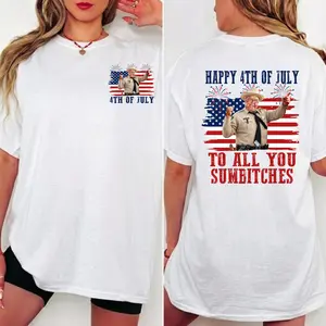 Happy 4th Of July To All You Sumbitches Shirt, Smokey And The Bandit Movie T-Shirt, Classic Movie Quote Tee, Funny Show Fireworks T-Shirt for Independence Day, MADE IN USA