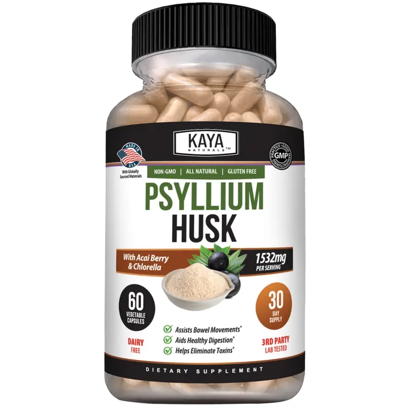 Psyllium Husk Dietary Supplement, High-Fiber Wellness Support for Digestive Health