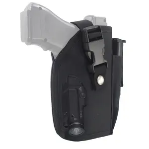 Tactical Belt Holster with Mag Pouch for Handguns with Light or Laser Attachment Universal Outside The Waistband Holster Black
