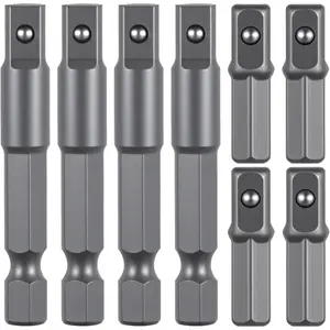 8 PCS 1/4 Hex to 1/4 Square Socket Adapter Set, Hex Shank Power Bit Adapters for Automotive DIY and Hand Tool Applications
